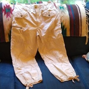 Anthropologie Size 26 Light Khaki Cargo Pants Cotton Lycocel Blend Many Pockets!